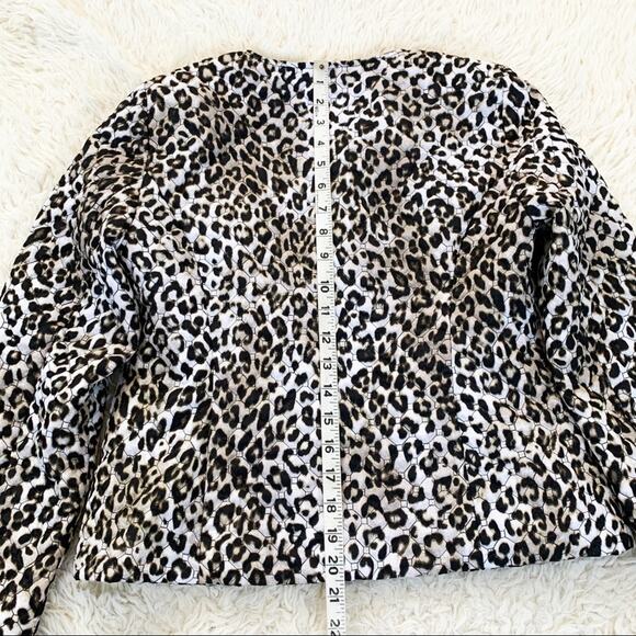 CHICO’S Leopard Quilted Neutral Animal Print Zip-up Blazer Jacket Small - Picture 7 of 11
